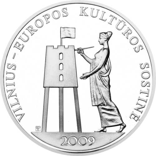 2009 Vilnius ES kultūros sostinė Lietuva 50 litų sidabrinė moneta (1)