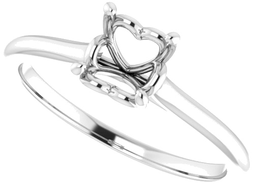 14K White  6 mm Round Solitaire Engagement Ring Mounting (5)