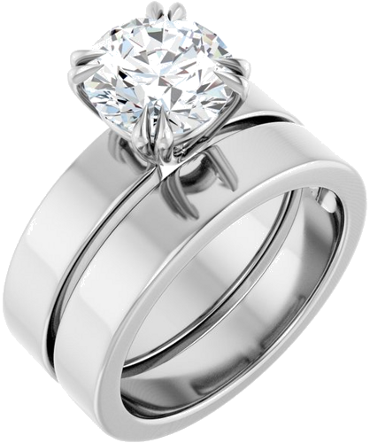 Sužadėtuvių Žiedas „Double Claw-Prong Solitaire“ 925 Sidabro Round 8.2mm (6)