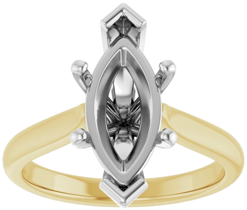 Sužadėtuvių Žiedas 14k yellow/white gold Marquise 14mm x 7mm (3)