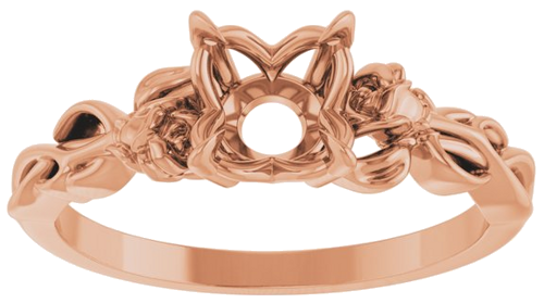 14K Rose 6.5 mm Round Nature-Inspired Engagement Ring Mounting (3)