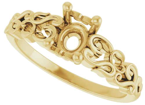 Sužadėtuvių Žiedas „Solitaire Sculptural“ 14k yellow gold Oval 7mm x 5mm (5)