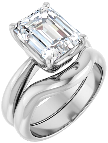 Sužadėtuvių Žiedas „Solitaire Crown-Inspired“ 14k white gold Emerald 10mm x 8mm (6)