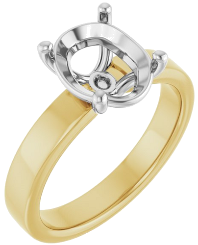 Sužadėtuvių Žiedas „Solitaire“ 14k yellow/white gold Oval 10mm x 8mm (1)
