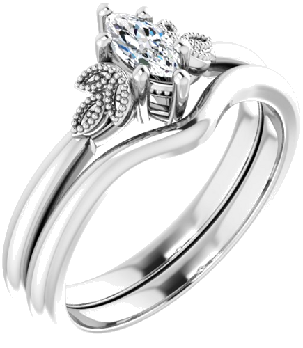 Sužadėtuvių Žiedas „Solitaire“ 14k white gold Marquise 6mm x 3mm (6)