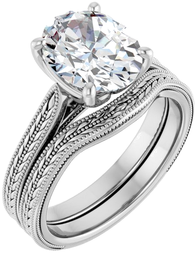 14K White  10x8 mm Oval Solitaire Engagement Ring Mounting (6)