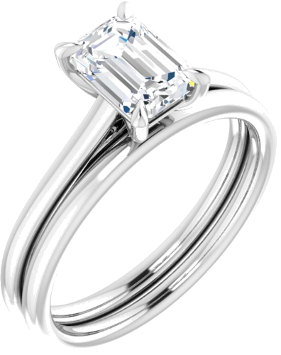 14K White  7x5 mm Emerald Solitaire Engagement Ring Mounting (6)