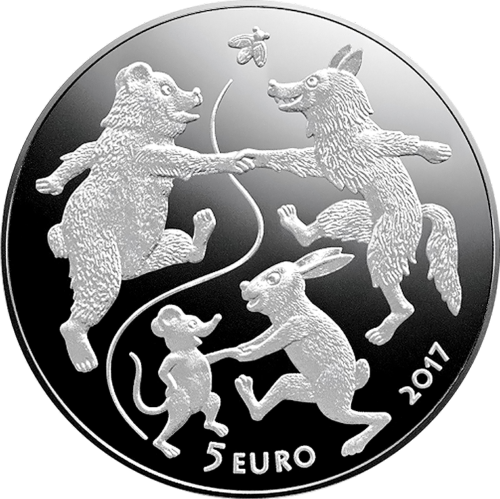 2017 Латвия Сказки Бабушкина варежка серебряная монета 5 евро (2)