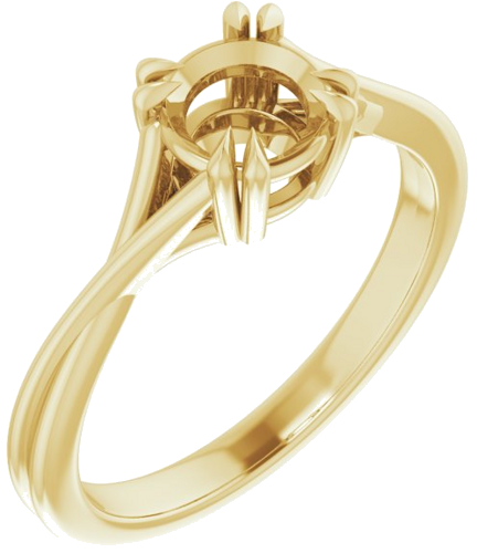 14K Yellow 6 mm Round Solitaire Engagement Ring Mounting (1)