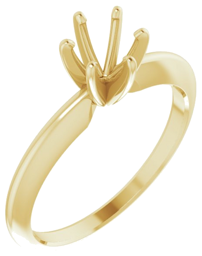 14K Yellow 5.4-5.7 mm Round 6-Prong Comfort-Fit Solitaire Ring Mounting (1)