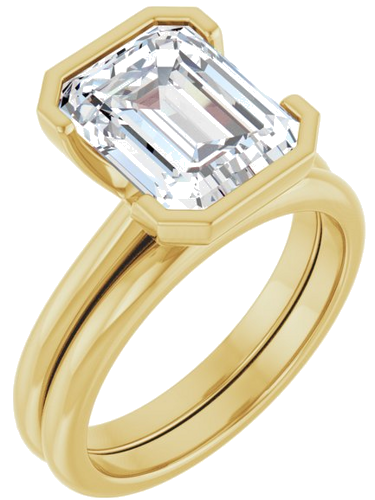 Sužadėtuvių Žiedas „Half-Bezel“ 14k yellow gold Emerald 10mm x 8mm (6)