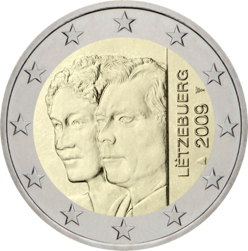 2009 Liuksemburgas Didysis Hercogas ir Hercogienė 2 eurų moneta (1)