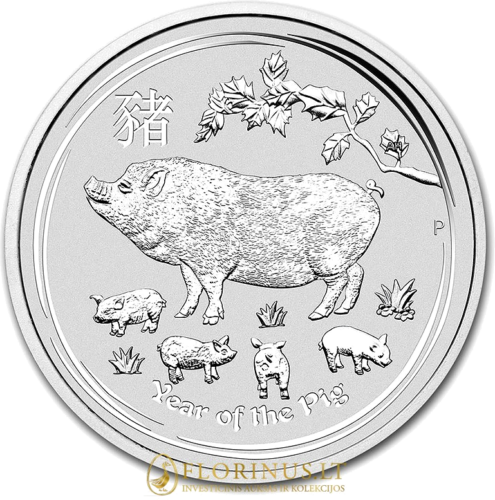 Сребърна монета с тегло 1 кг от Годината на свинята 2019 (Lunar II) Австралия (1)