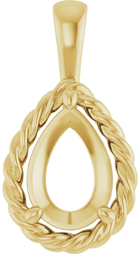 Pakabukas „Rope Solitaire Charm“ 14k yellow gold Pear 10mm x 7mm (1)