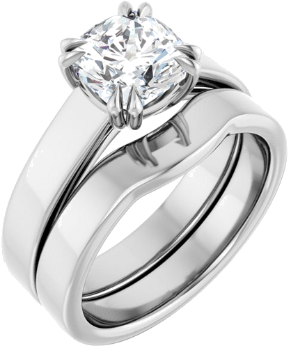 Sužadėtuvių Žiedas „Double Claw-Prong Solitaire“ 14k white gold Cushion 7mm (6)