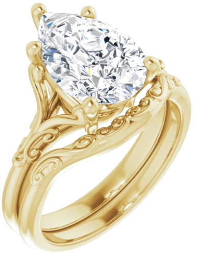 Sužadėtuvių Žiedas „Solitaire“ 14k yellow gold Pear 12mm x 8mm (6)