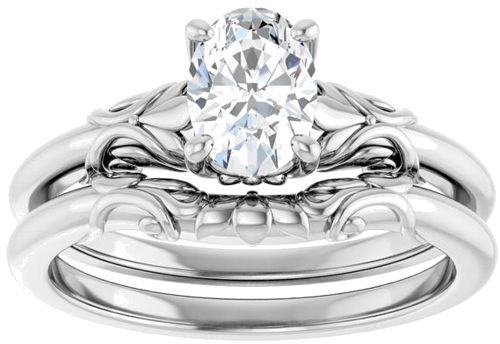 Sužadėtuvių Žiedas „Solitaire“ 585 Baltojo Aukso Oval 7mm x 5mm (8)