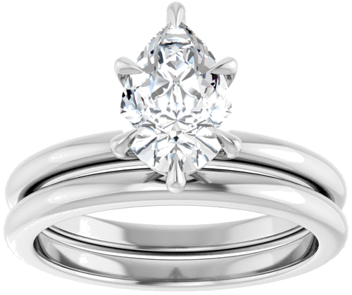 Sužadėtuvių Žiedas „Solitaire“ 14k white gold Pear 9mm x 6mm (8)
