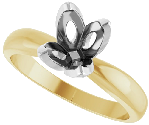 Sužadėtuvių Žiedas „Tulipset® Solitaire“ 14k yellow/white gold Oval 8mm x 6mm (5)