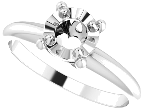 14K White 5.2 mm Round 4-Prong Illusion Solitaire Ring Mounting (5)