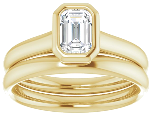 Sužadėtuvių Žiedas „Bezel-Set Solitaire“ 10k yellow gold Emerald 6mm x 4mm (8)