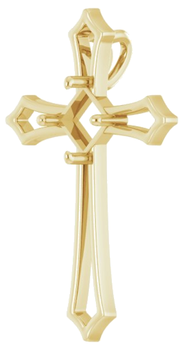Pakabukas „Accented Cross“ 14k yellow gold Square 4mm (2)