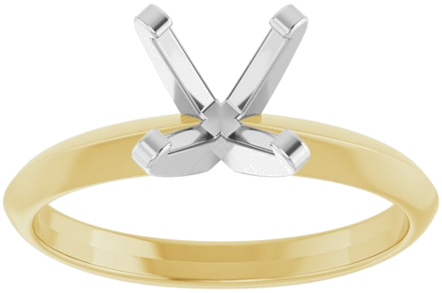14K Yellow White 7 mm Round Solitaire Engagement Ring Mounting (3)