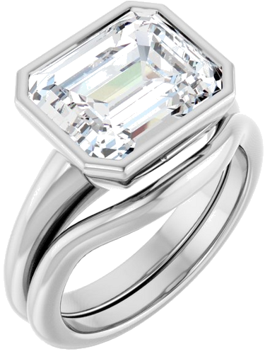 Sužadėtuvių Žiedas „Bezel-Set Solitaire“ 14k white gold Emerald 11mm x 9mm (6)