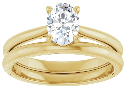 Sužadėtuvių Žiedas „Solitaire“ 585 Geltonojo Aukso Oval 7mm x 5mm (8)