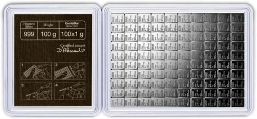 100 x 1 g CombiBar™ Silver Luites, Valcambi (2)