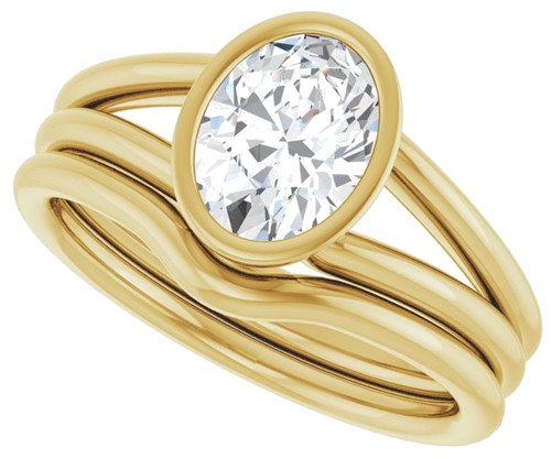 Sužadėtuvių Žiedas „Bezel-Set Solitaire“ 14k yellow gold Oval 8mm x 6mm (10)