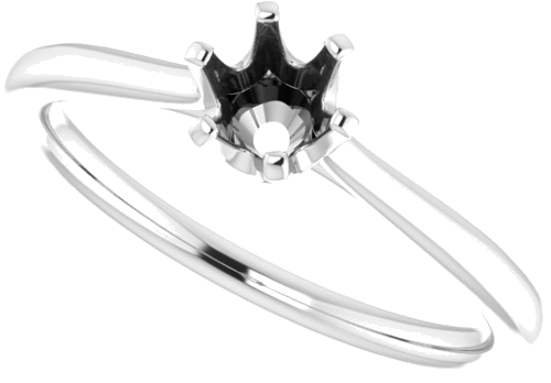 14K White 4.8 mm Round Engagement Ring Mounting (5)