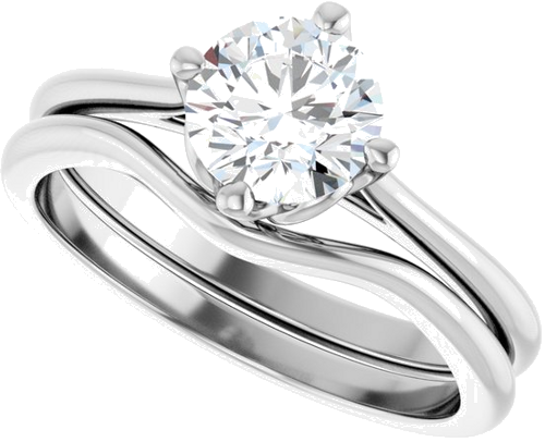 Sužadėtuvių Žiedas „Solitaire“ 14k white gold Round 6.5mm (10)