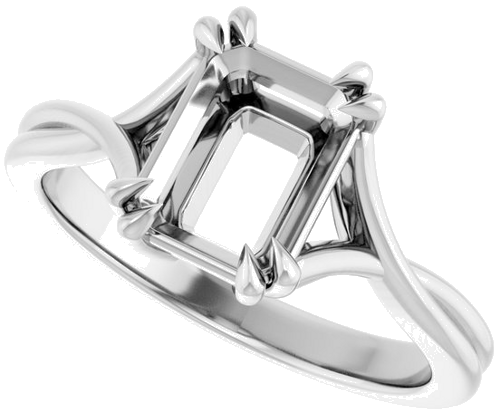 Sužadėtuvių Žiedas „Double Claw-Prong Solitaire Criss-Cross“ 14k white gold Emerald 8mm x 6mm (5)