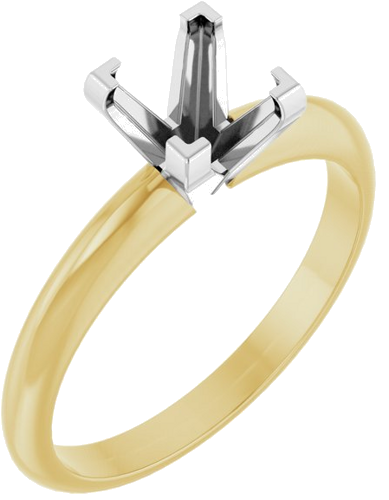 Sužadėtuvių Žiedas „V-End Solitaire“ 585 Baltojo Ir Geltonojo Aukso Square 5.5mm (1)