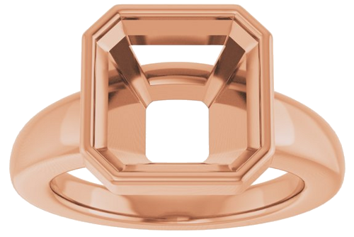 Sužadėtuvių Žiedas „Bezel-Set Solitaire“ 14k rose gold Asscher 10mm (3)