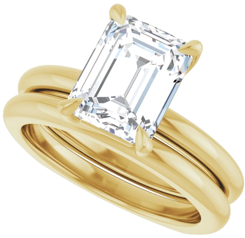 Sužadėtuvių Žiedas „Claw-Prong Euro Shank“ 14k yellow gold Emerald 9mm x 7mm (10)