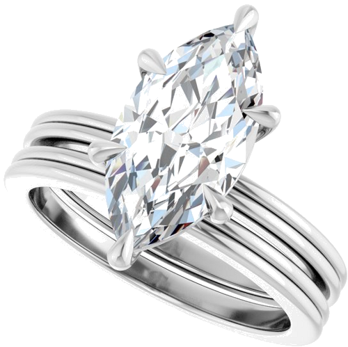Sužadėtuvių Žiedas „Claw-Prong Solitaire“ 14k white gold Marquise 14mm x 7mm (10)