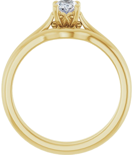 Sužadėtuvių Žiedas „Solitaire“ 585 Geltonojo Aukso Oval 6mm x 4mm (7)