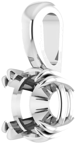 14K White 4 mm Round 4-Prong Double-Claw Pendant Mounting (2)