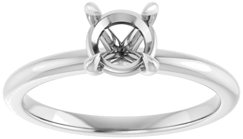 14K White 6 mm Round Solitaire Engagement Ring Mounting (3)