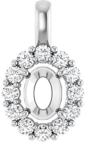 Pakabukas „Halo-Style“ 585 Baltojo Aukso Oval 8mm x 6mm (1)