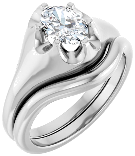 Sužadėtuvių Žiedas „Belcher Solitaire“ 417 Baltojo Aukso Oval 7mm x 5mm (6)