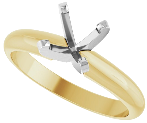 18K Yellow   Platinum 6-6.6 mm Round 4-Prong Heavy Solitaire Ring Mounting (5)