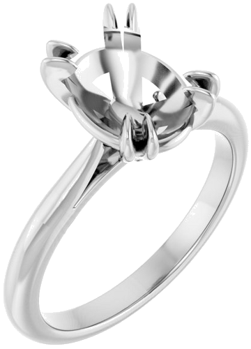 Sužadėtuvių Žiedas „Solitaire“ 585 Baltojo Aukso Oval 10mm x 8mm (1)