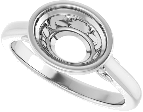 Sužadėtuvių Žiedas „Bezel-Set“ 14k white gold Oval 9mm x 7mm (5)