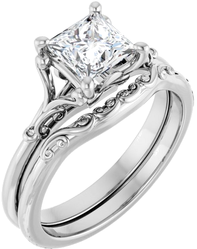 Sužadėtuvių Žiedas „Solitaire“ 585 Baltojo Aukso Square 5.5mm (6)