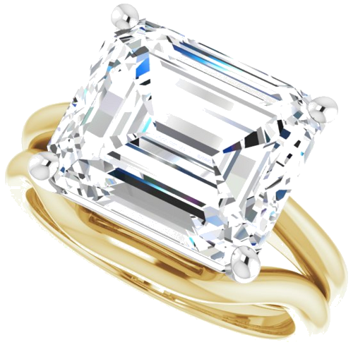 Sužadėtuvių Žiedas „Solitaire“ 14k yellow/white gold Emerald 12mm x 10mm (10)