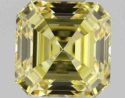 0.6 carat Fancy Vivid Yellow-FL Natūralus Asscher Deimantas (1)