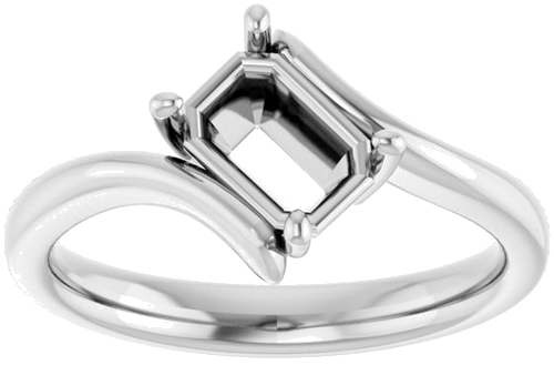 Sužadėtuvių Žiedas „Solitaire Bypass“ 14k white gold Emerald 7mm x 5mm (3)